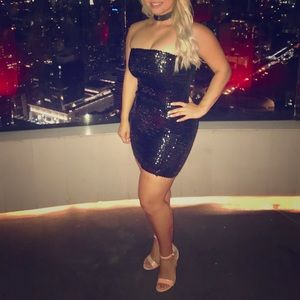 Black mini sequin dress